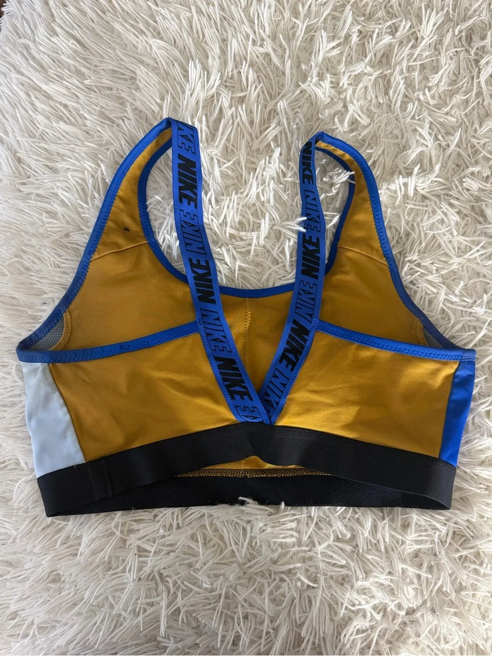 Nike Blue, Gold & Black Colorblock Sports Bra